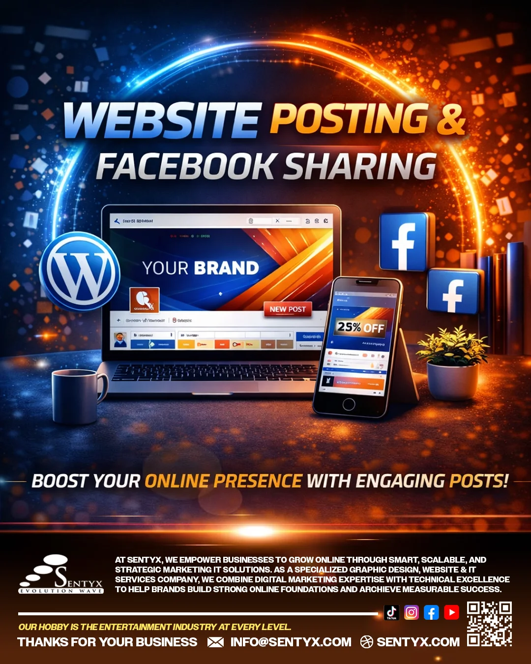 Website Posting and Facebook Sharing